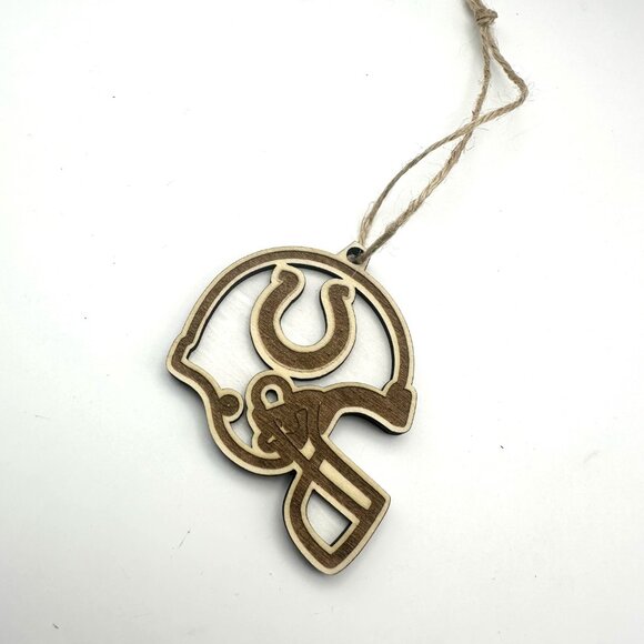 Indianapolis Colts Ornament | Laser Engraved Layered Design | Wood - Picture 3 of 3